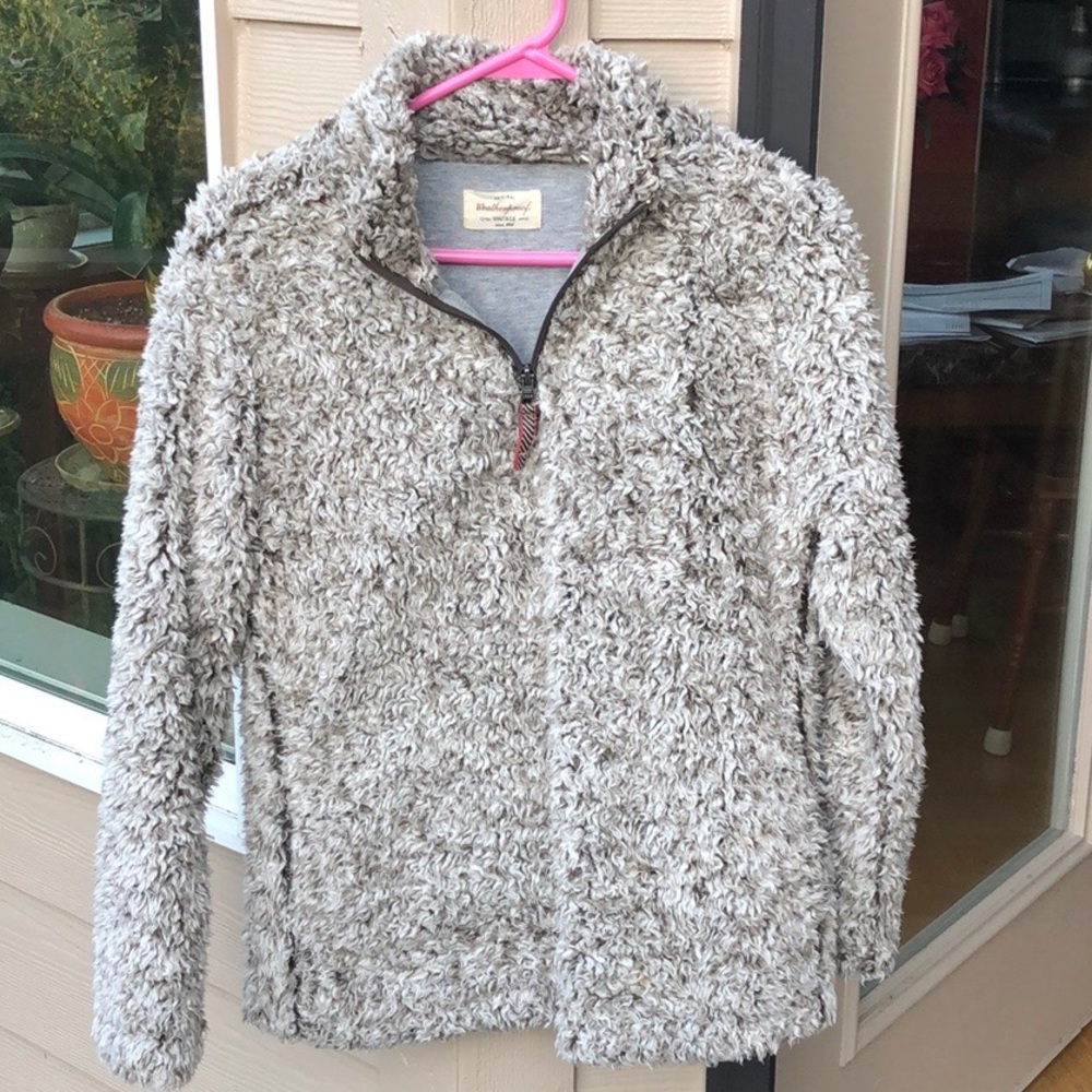 Fuzzy teddy bear half zip jacket